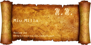 Miu Milla névjegykártya